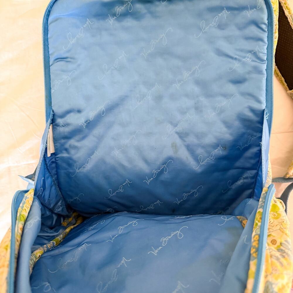 Vera Bradley Floral Laptop Backpack Blue Green Quilted School Travel Bag - Picture 5 of 9